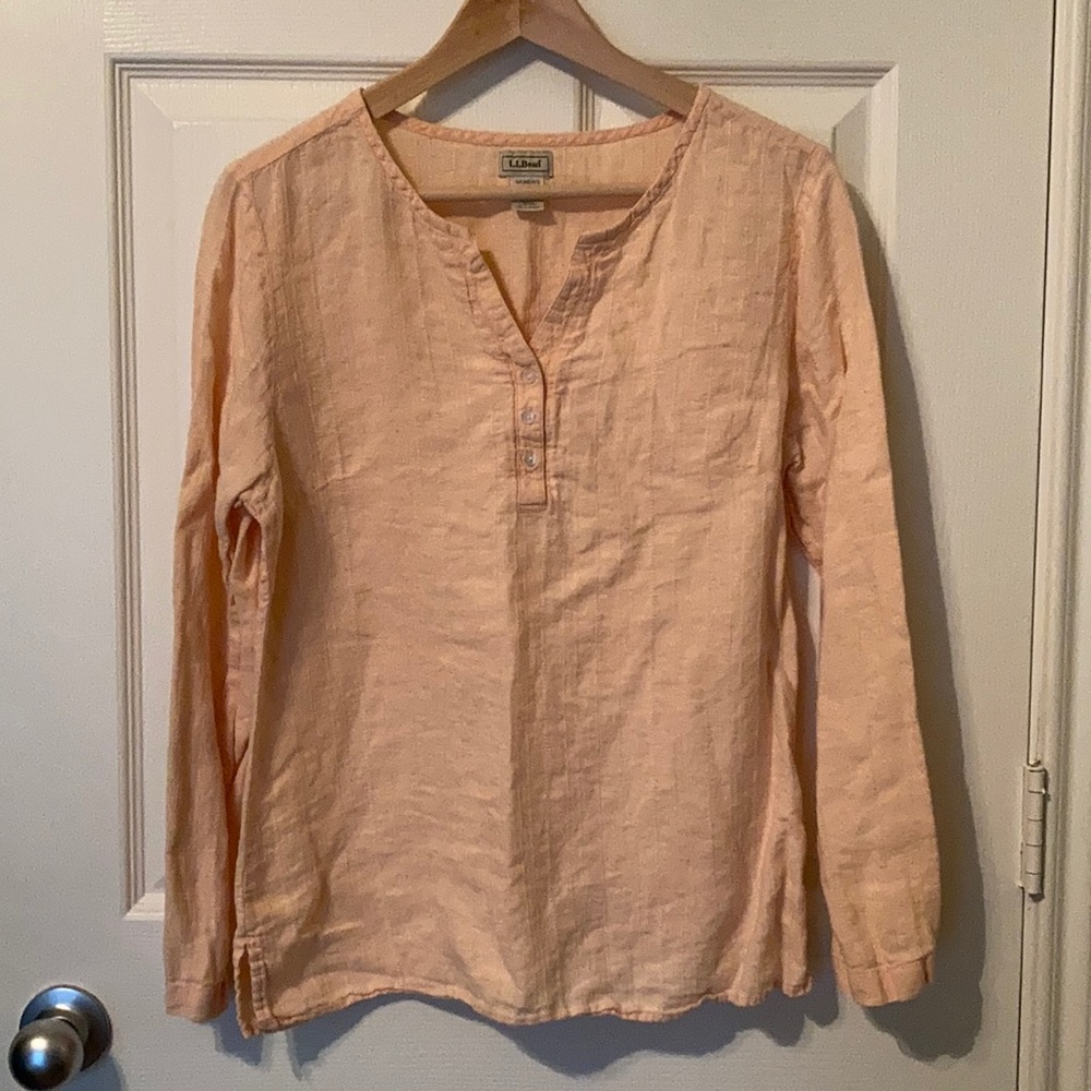LL Bean Linen Peach Top